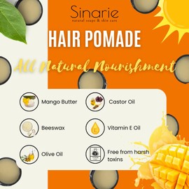 Sinarie Natural Hair Pomade - Style & Hold, Nourishing Butters, Wave Styling | Hair Styling Natural Hair Care 4 oz. (Tropical)