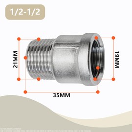 Bwintech 6 Pcs 1/2" Male to 1/2" Female BSP Thread Stainless Steel 304 Hex Bushing Reducing Connector for Pipe Connecting Conversion