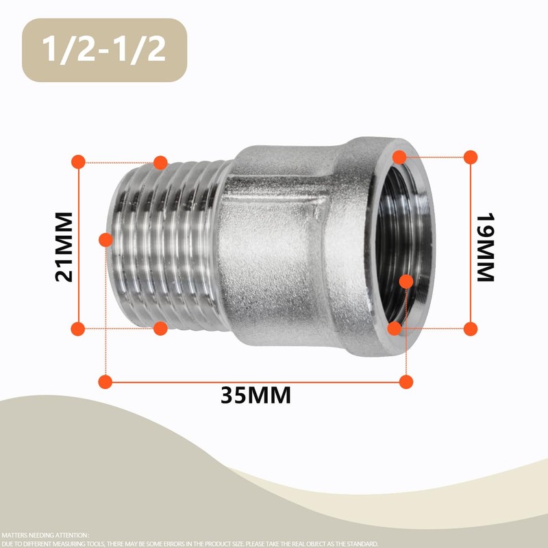 Bwintech 6 Pcs 1/2" Male to 1/2" Female BSP Thread