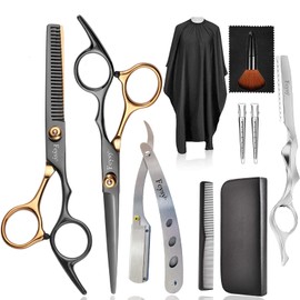 Professional Hair Scissors, Fcysy Hair Cutting Scissors Kit Hairdressing Scissors Hairdresser Scissors Thinning Scissors Set Straight Edge Razor Salon Supplies for Men Women Pets