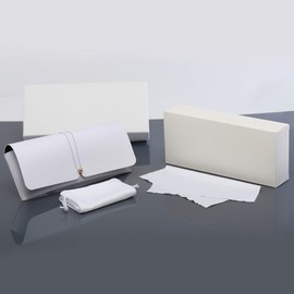 CHENGZI Women's Eyeglass Case Soft Portable PU Leather Glasses Pouch Slim with Glasses Cloth & Bag (White)