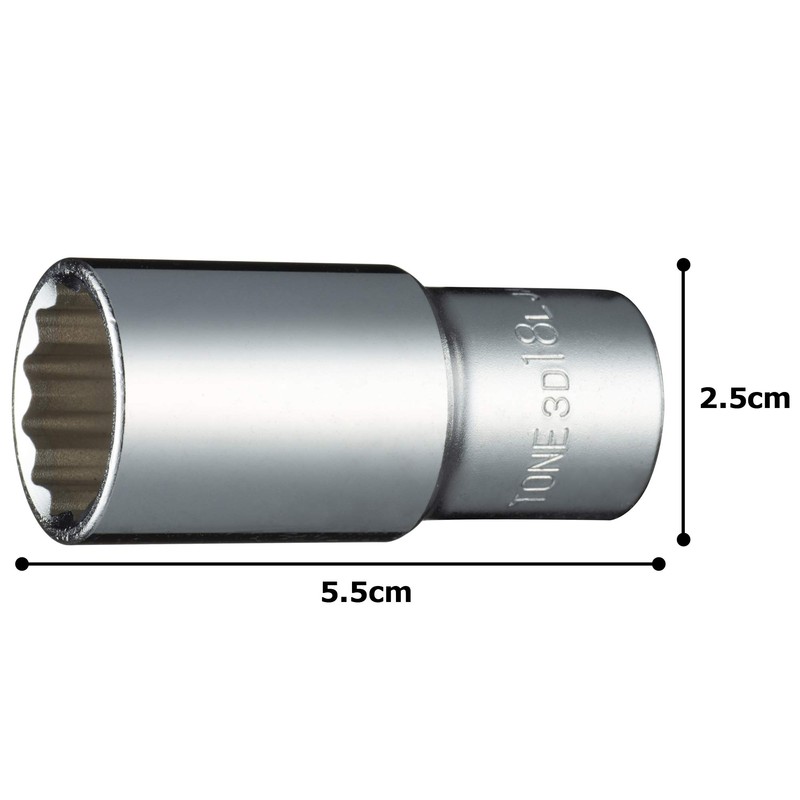 Tone HP3D-18L Deep Socket (12 Square) Drive Angle 0.3 inch