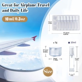 10ML Airless Pump Bottles, Vacuum Lotion Travel Bottles, Refillable Cosmetic Containers for DIY Foundation, Gel, Essence, Moisturiser, with Label and 5g Mini Cream Jars (10Pcs)
