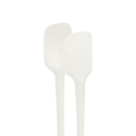 Tovolo Flex-Core Mini Kitchen Utensil Set of 2, Heat-Resistant & BPA-Free Silicone Spatula & Spoonula, Cast Iron & Non-Stick Cookware, Dishwasher-Safe, White