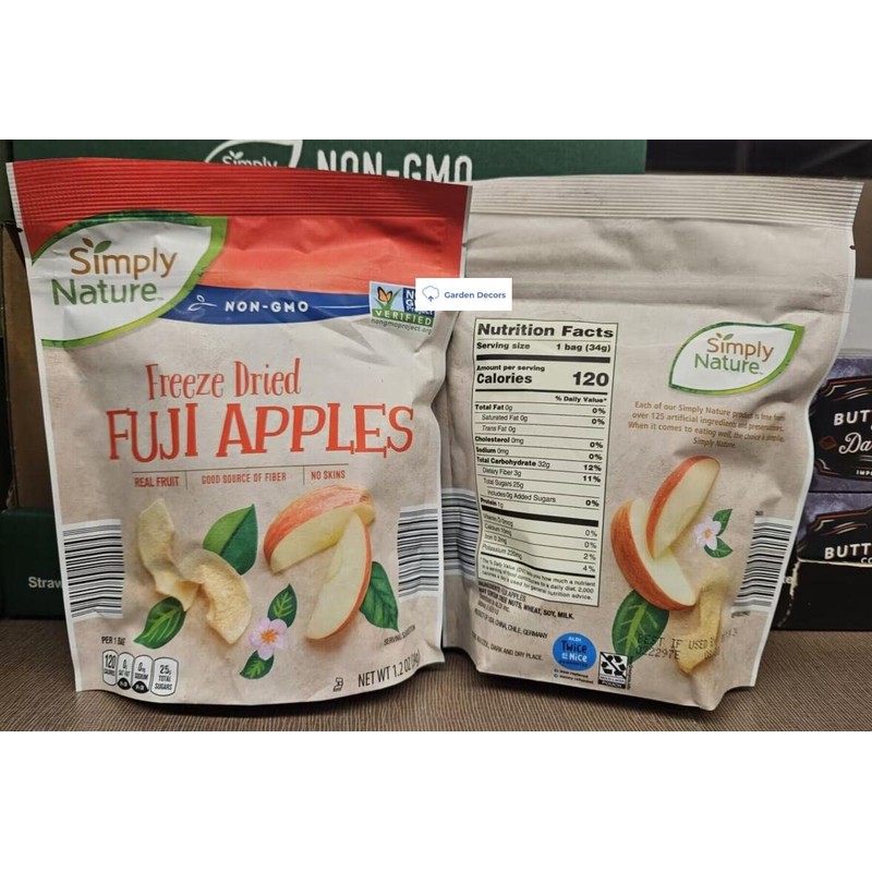 Simply Nature NON-GMO Freeze Dried FUJI Apples 1.2oz 34g (Two