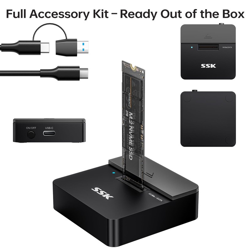 SSK SSD to USB Adapter, M.2 NVMe & SATA SSD