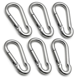 Eastrise Stainless Steel Carabiner Spring Snap Hook-304 Stainless Steel Heavy Duty Clips for Outdoor Hiking Camping Fishing(Not for Climbing) -6 Pcs