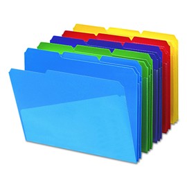 Smead Poly File Folders with Pockets, Set of 30 Plastic Folders for Documents, 1/3-Cut Tabs, File Folders Letter Size, Assorted Primary Colors, Office Supplies, School Supplies (10540)