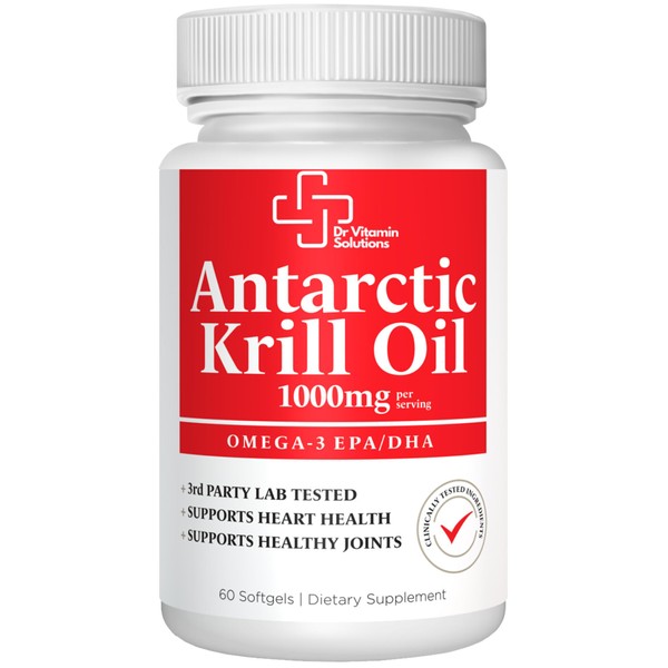 Premium 1000mg Antarctic Krill Oil - Rich in Omega-3, EPA, DHA for Heart, Brain & Joint Health - Pure Astaxanthin Blend, No Fishy Aftertaste
