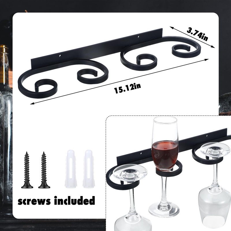 Wenqik Wall Mounted Wine Glass Rack Stemware Wine Glasses Holder