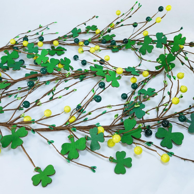 Winlyn 5.2 Ft Artificial St Patrick's Day Garland Lucky Shamrock