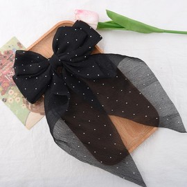 Black Sparkle Hair Bow Clip Glitter Hair Bows for Girls Women Oversized Bows Hair Clips for Birthday Party Bowknot Hairpins Black Accessories for Women Girls Glitter Bow Barrette Clip