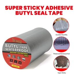 TAPEBEAR Butyl Tape Waterproof Sealing Tape 8inch x 16feet, Upgraded Aluminum Foil Tape Heavy Duty for RV Repair, Awning, Window, Glass & EDPM Roof Leak Patching, Boat and Pipe Sealing, Silver