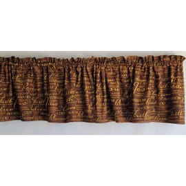 Brown Faith Inspired Valance Curtain, Brown Religious Valance Curtain, Christian Themed Valance Curtain (41-42 Inches Wide x 15 Inches Long)