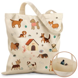 Miss Adola Canvas Tote Bag for Women - Aesthetic Canvas Totes with Pockets Cute Funny Design Ladies Reusable Cloths Shoulder Bag for Shopping Daily Work Casual, Dog House