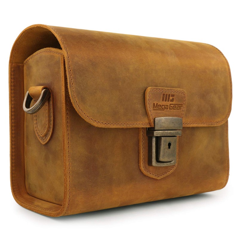 MegaGear MG1725 Pebble Genuine Leather Camera Case Bag for Instant