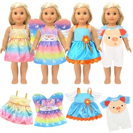Baby Clothes 43 cm Girl, Pack of 4 Doll Dresses 43 cm, Baby Clothes 36 cm, Dolls Clothes for 16-18 Inches / 39-46 cm Girls Dolls, Newborn Baby Dolls (Doll Not Included)