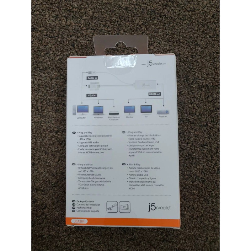 J5 Create VGA To HDMI AdapterVideo + Audio JDA204