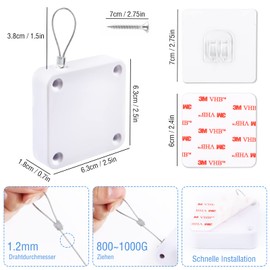 Automatic Door Closer, Hole-Free Automatic Sensor Door Closer, No Drilling, 1000G Tensile Force, Car Door Closer with Steel Drawstring for Bedroom/Storm/House