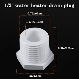 6 Pieces RV Hot Water Heater Drain Plug with Tape, 1/2 Inch NPT Drain Plug White Plastic Drain Plug, Compatible with RV Camper and Atwood Water Heater 11630 91857
