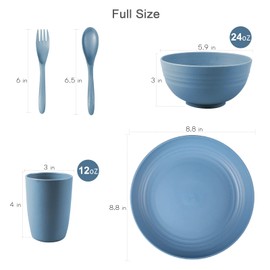 Shopwithgreen Wheat Straw Dinnerware Sets, 20 PCS Microwave Unbreakable Plates and Bowls Sets, Reusable Lightweight Tableware Dinner Dishes, Bowls, Cups, Plastic Dishes for Camping, Kitchen, RV