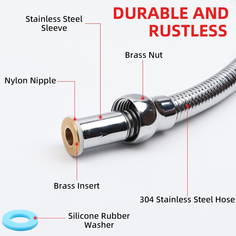 LEEGAWU Shower Hose, 79 Inches Extra Long Stainless Steel Handheld