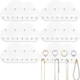 Deftomo 6 Pack Necklace Earring Holder Organizer, Cloud-Shaped Wall Mounted Jewelry Holder Wall for Necklaces, Earrings, Bracelets