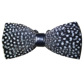 Cloud Rack mens Handmade Feather Bow Tie, Black White, Medium