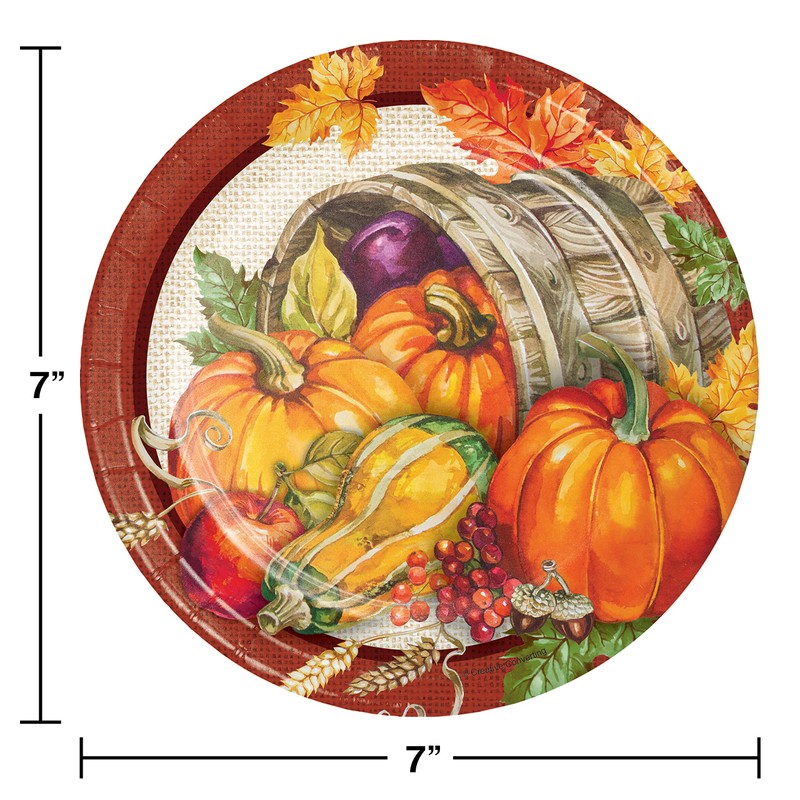 Creative Converting Plentiful Harvest Dessert Plates, 7", Multi-color
