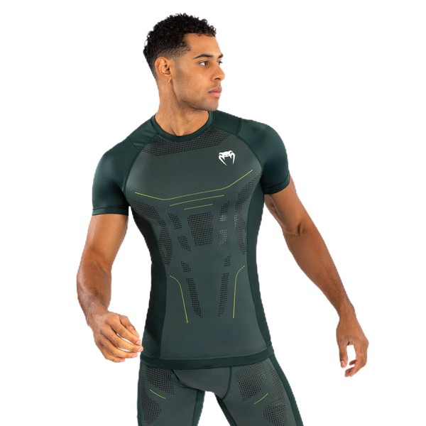 Venum Men's Short Sleeve Rashguard, Forest Green
