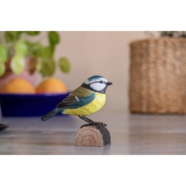 WILDLIFEGARDEN Wildlife Garden WG402 DecoBird Blue Tit - Hand Carved Decorative Wooden Bird - Small European Birds