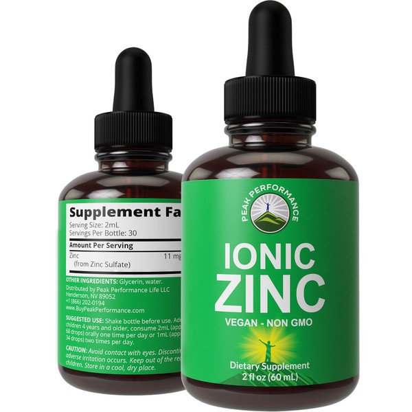 Ionic Liquid Zinc Sulfate Drops. Ultra High Absorption Compared To Other Vegan Zinc Supplements. For Immune Support, Brain, Energy. Unflavored Zinc Vitamins. Supplement For Adults, Kids, Men, Women.