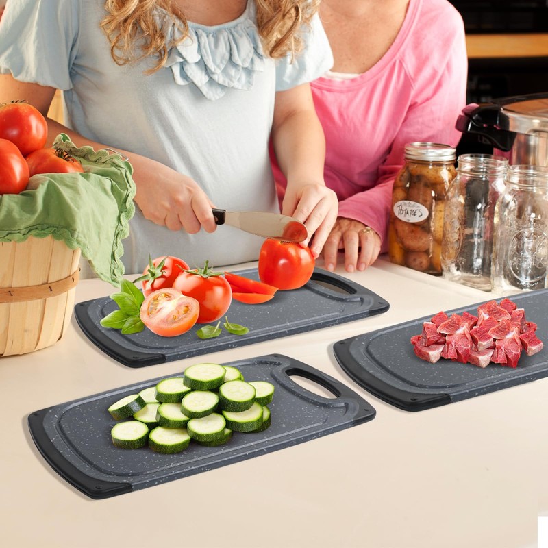 Romon Plastic Chopping Board, 2 Pieces, Chopping Boards Non-Slip Handles