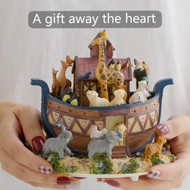 LOVE FOR YOU Gift Wrapped Music Box Noah's Ark Christian Bible Stories for Woman and Men Girls Kids Husband Mom Grandmother Home Decorations Christmas Birthday Presents Gifts