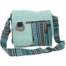 GURU SHOP Boho Shoulder Bag, Hippie Bag, Sun, Vintage Shoulder Bag - Sun/Brown, Men/Women, Cotton, 23 x 25 x 7 cm, Alternative Shoulder Bag, Fabric Handbag, petrol