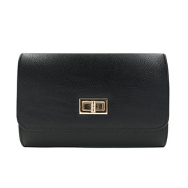 Premium Solid Color PU Leather Clutch Bag Handbag, Black