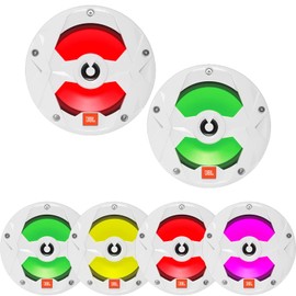 Infinity 6.5" 225 Watt Peak Power 2-Way Marine Multicolor LED Boat Audio White Speakers (Qty 2) and 16 Gauge 20 Feet Wire