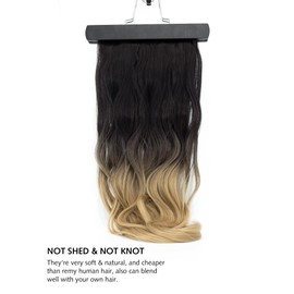 Yamel Ombre Brown to Natural Blonde Wavy Synthetic Weft Hair Extensions, 22 Inches, 100 Grams, Clip-In or Sew-In/Weft Installation