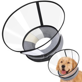 Sponge Core Dog Cone, Inflatable Dog Cone Collar Alternative, Dogs Donut Collar After Surgery, Soft Cone for Large Medium Small Dogs to Stop Licking, No Inflation Required, Clear View(Size 8, Gray)