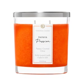 Colonial Candle Papaya Passion Scented Candle Jar, Highly Fragranced Candles for Home Scented, Mottled Wax Candle, 2 Wick, 8 oz - Made in The USA