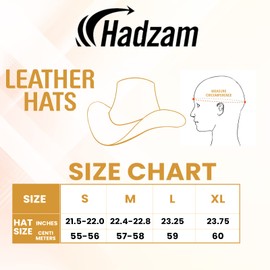 HADZAM Showerproof Unisex Australian Style Leather Cowboy Hat for Men & Women Western Style Outback Leather hat for rain (White, Medium)