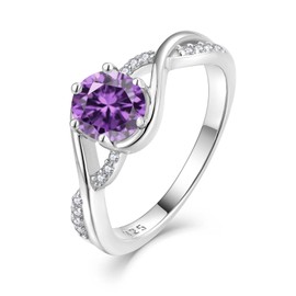 CARICY Women Ring,925 Sterling Silver Infinity Promise Ring Amethyst February Birthstone Jewelry Ring for Women Engagement Ring Size 10