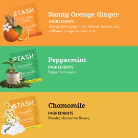 Stash Tea Soothing Herbal Tea 6 Flavor Variety Pack, 6 Boxes With 18-20 Tea Bags Each
