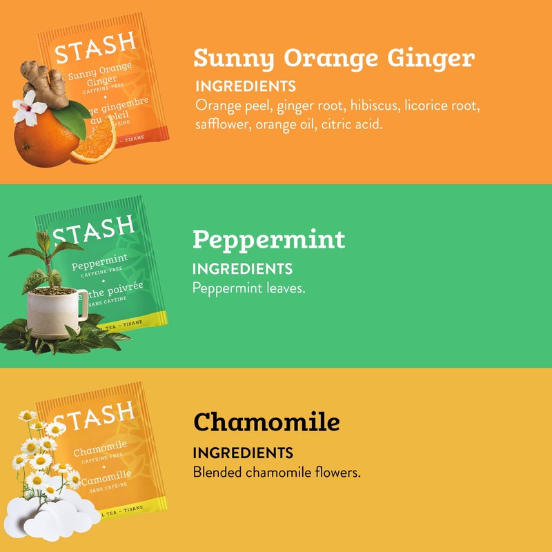 Stash Tea Soothing Herbal Tea 6 Flavor Variety Pack, 6