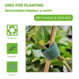 ArtFamy Green Garden Ties|Plant Ties for Climbing Plants 100 feet x1/2‘’in 3 Rolls|Plant Supports for Effective Growing Strong |Green-Recycled Plastic Garden Twine & Twist Ties for Tomato Stakes