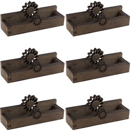6 PCS Wooden Business Card Holder, Hollowed Sunflower Wooden Business Card Holder for Desk Farmhouse Business Card Organizer Wood Business Card Display Stand for Office Tabletop Organizer