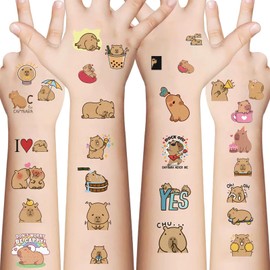 90PCS Capybara Temporary Tattoos Kawaii Capybara Themed Birthday Party Decorations Favors Supplies Capybara Tattoo Stickers for Kids Boys Girls Gifts Goodie Bags Fillers Prizes Rewards