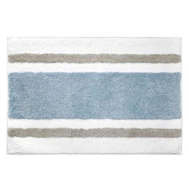 IZOD - Bath Mat, Cotton Bath Rug with Non-Skid Latex Backing, Striped Bathroom Decor, Dorm Room Essentials (Clubhouse Blue, 20" x 32")