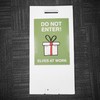 Do not enter - Santa/Elves at work Double-sided free-standing floor