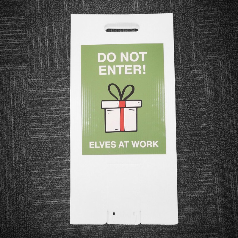 Do not enter - Santa/Elves at work Double-sided free-standing floor